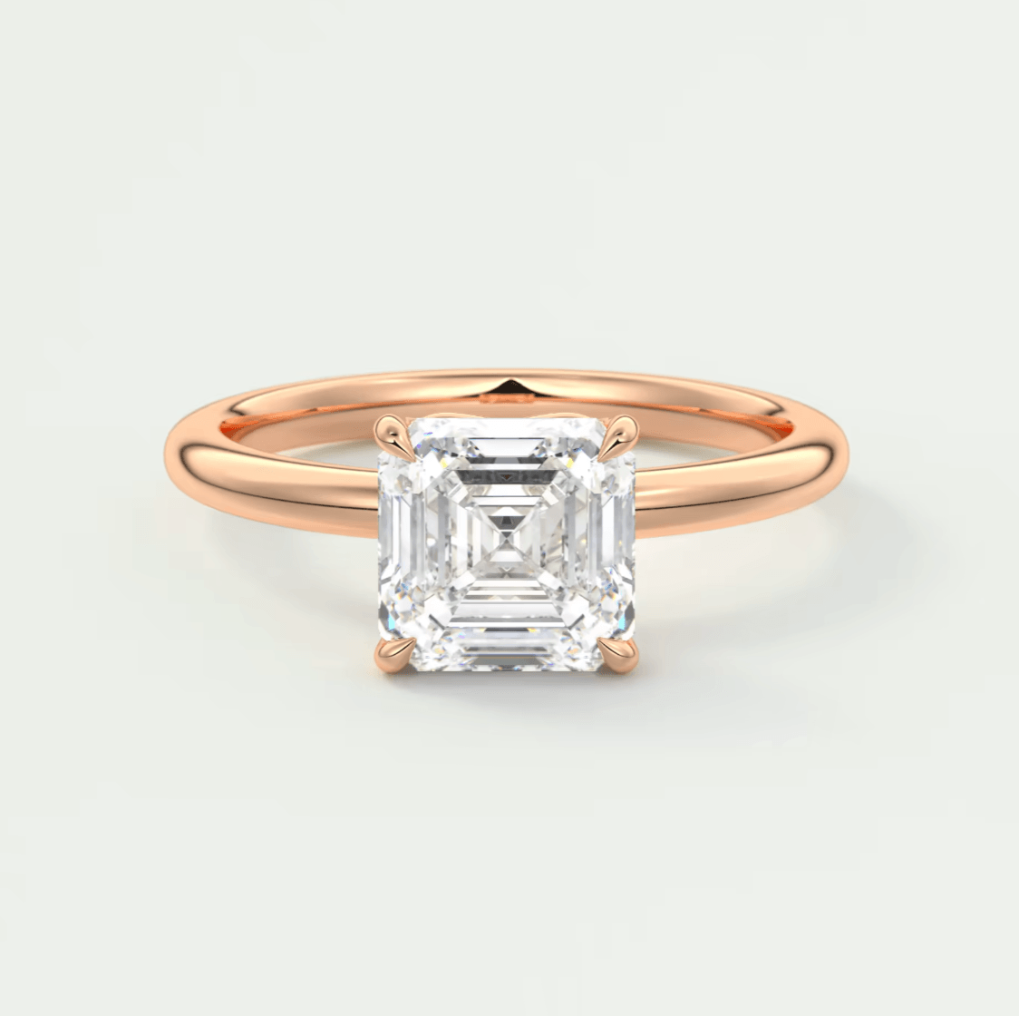 Celestia Asscher Solitaire Ring – Lab Diamond or Moissanite