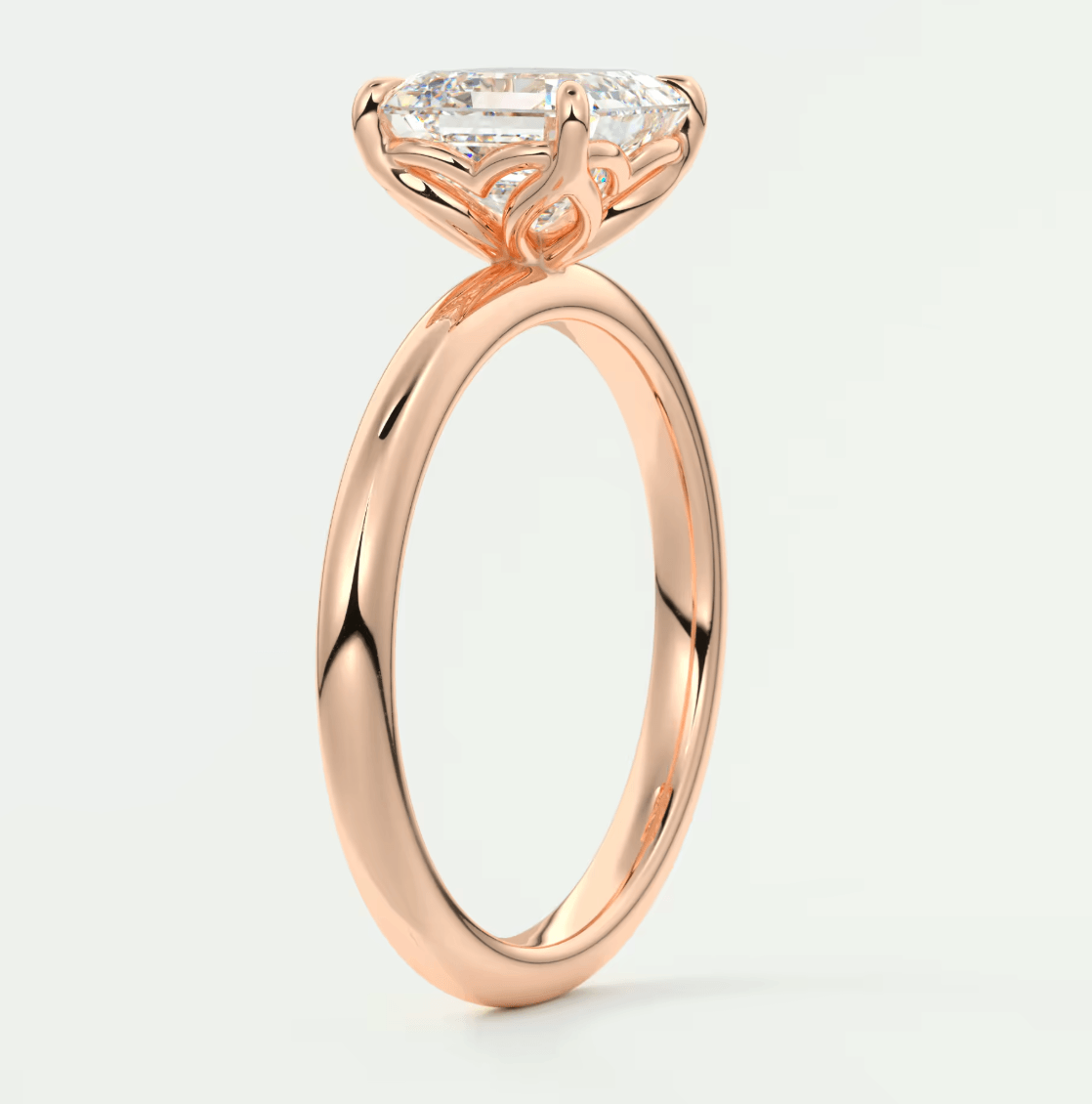Celestia Asscher Solitaire Ring – Lab Diamond or Moissanite