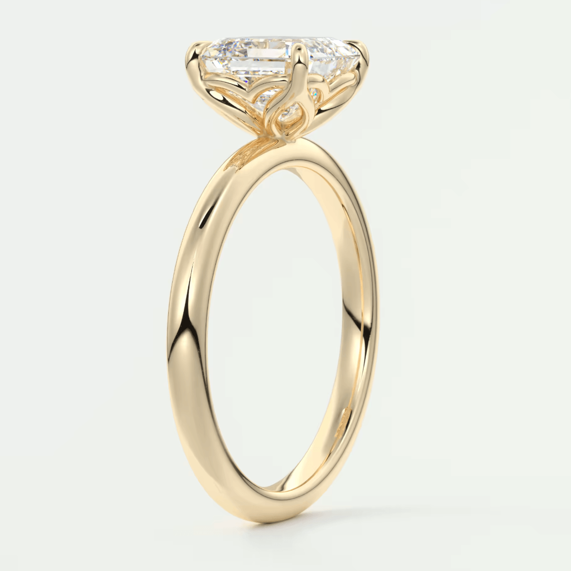 Celestia Asscher Solitaire Ring – Lab Diamond or Moissanite