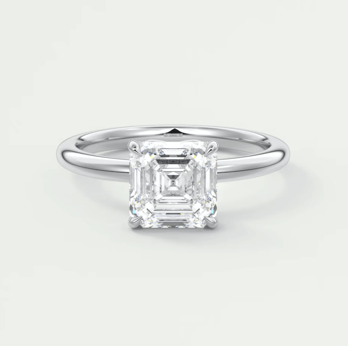 Celestia Asscher Solitaire Ring – Lab Diamond or Moissanite