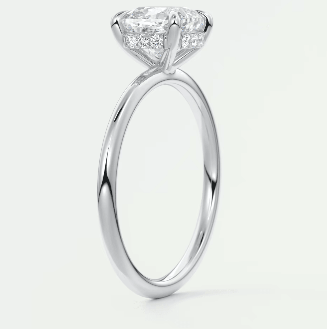 Celestia Cushion Hidden Halo Ring – Lab Diamond or Moissanite