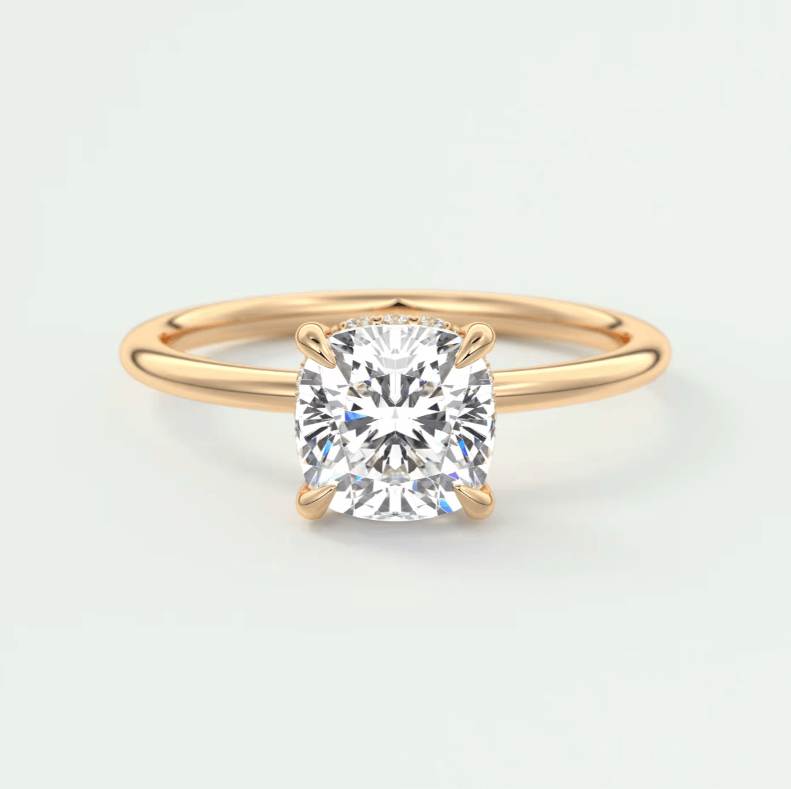 Celestia Cushion Hidden Halo Ring – Lab Diamond or Moissanite