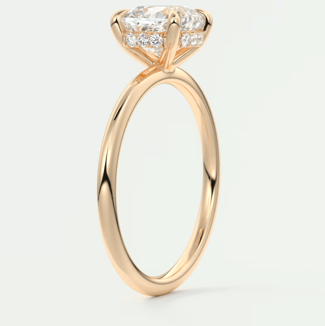 Celestia Cushion Hidden Halo Ring – Lab Diamond or Moissanite