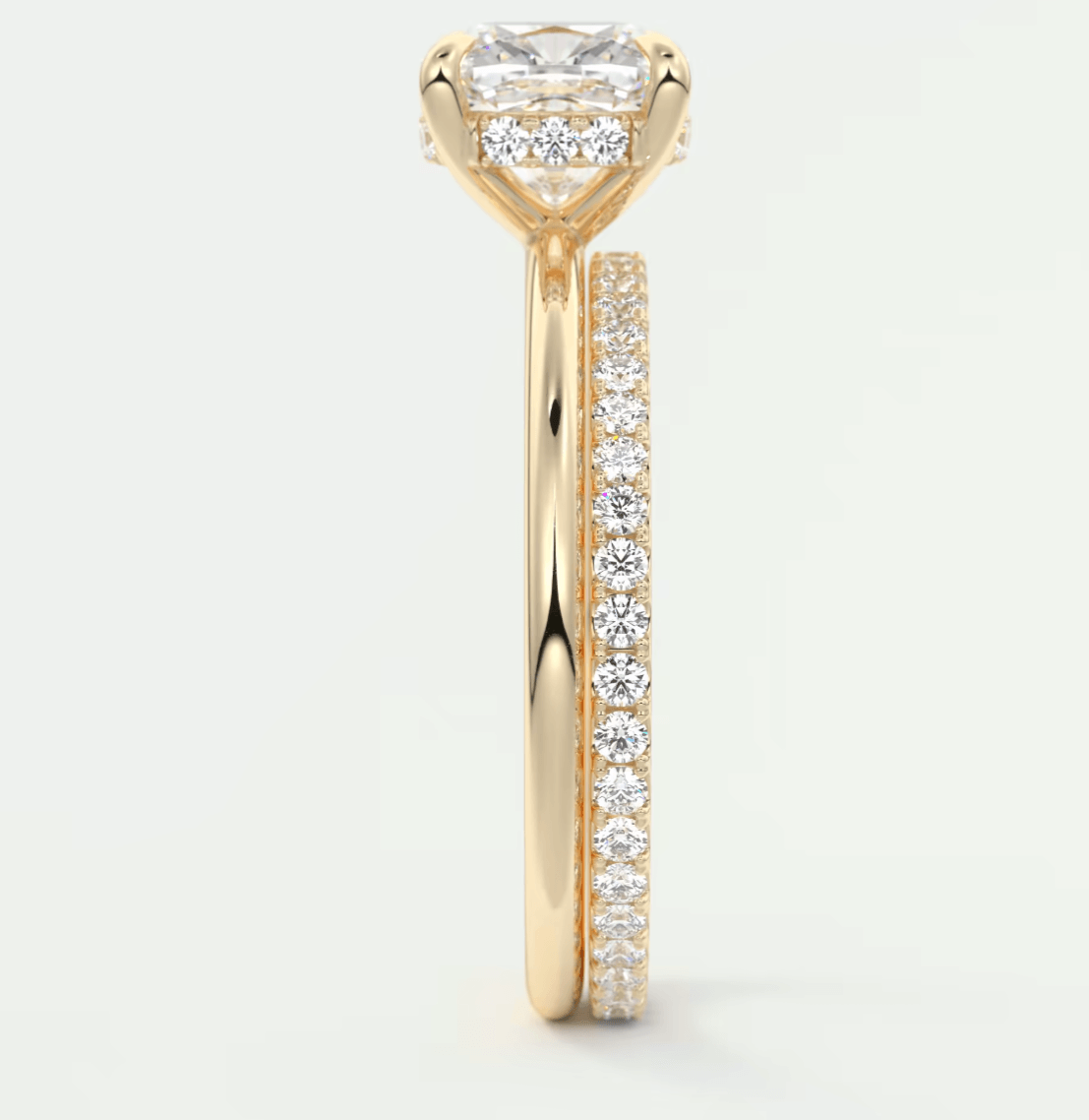 Celestia Cushion Hidden Halo Ring – Lab Diamond or Moissanite