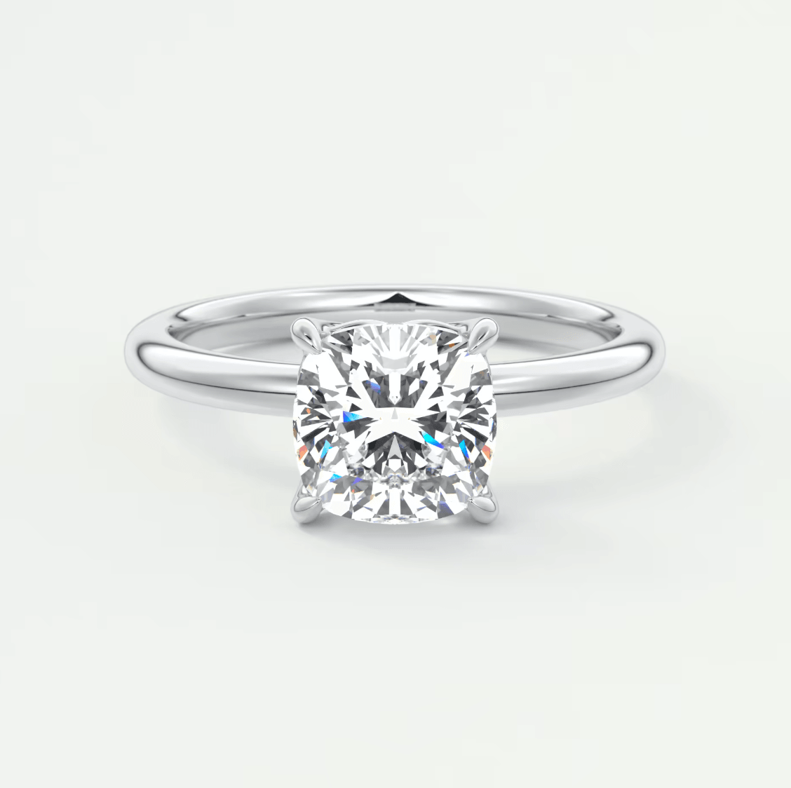 Celestia Cushion Solitaire Ring – Lab Diamond or Moissanite