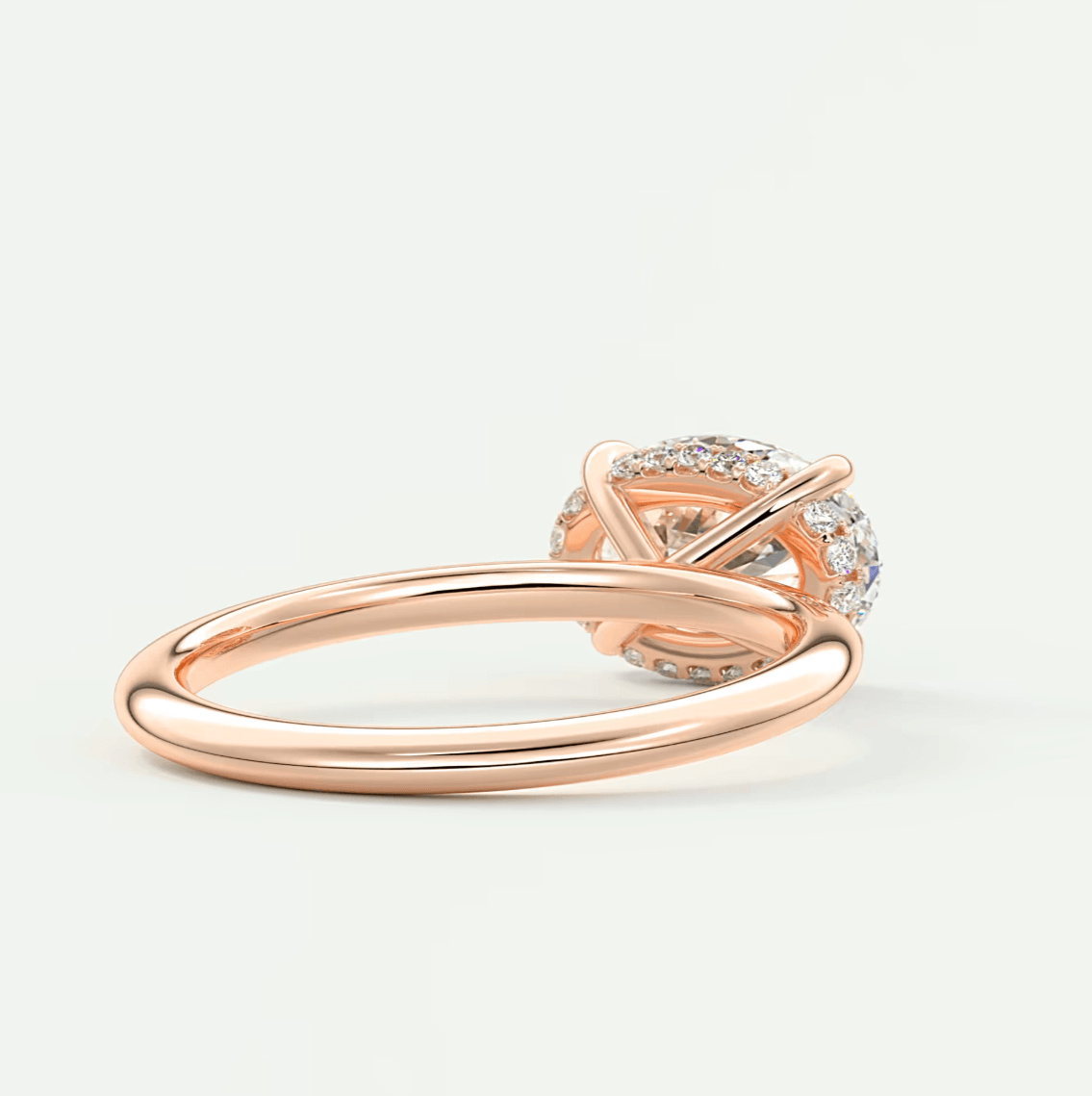 Celestia East-West Oval Hidden Halo Ring – Lab Diamond or Moissanite