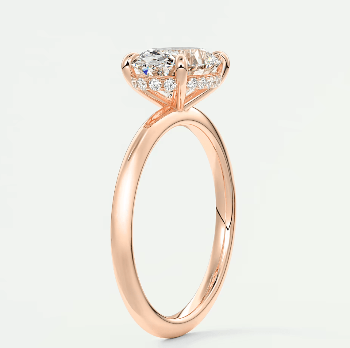 Celestia East-West Oval Hidden Halo Ring – Lab Diamond or Moissanite