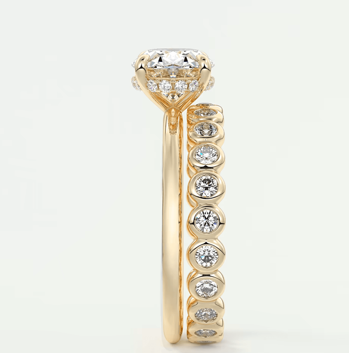 Celestia East-West Oval Hidden Halo Ring – Lab Diamond or Moissanite