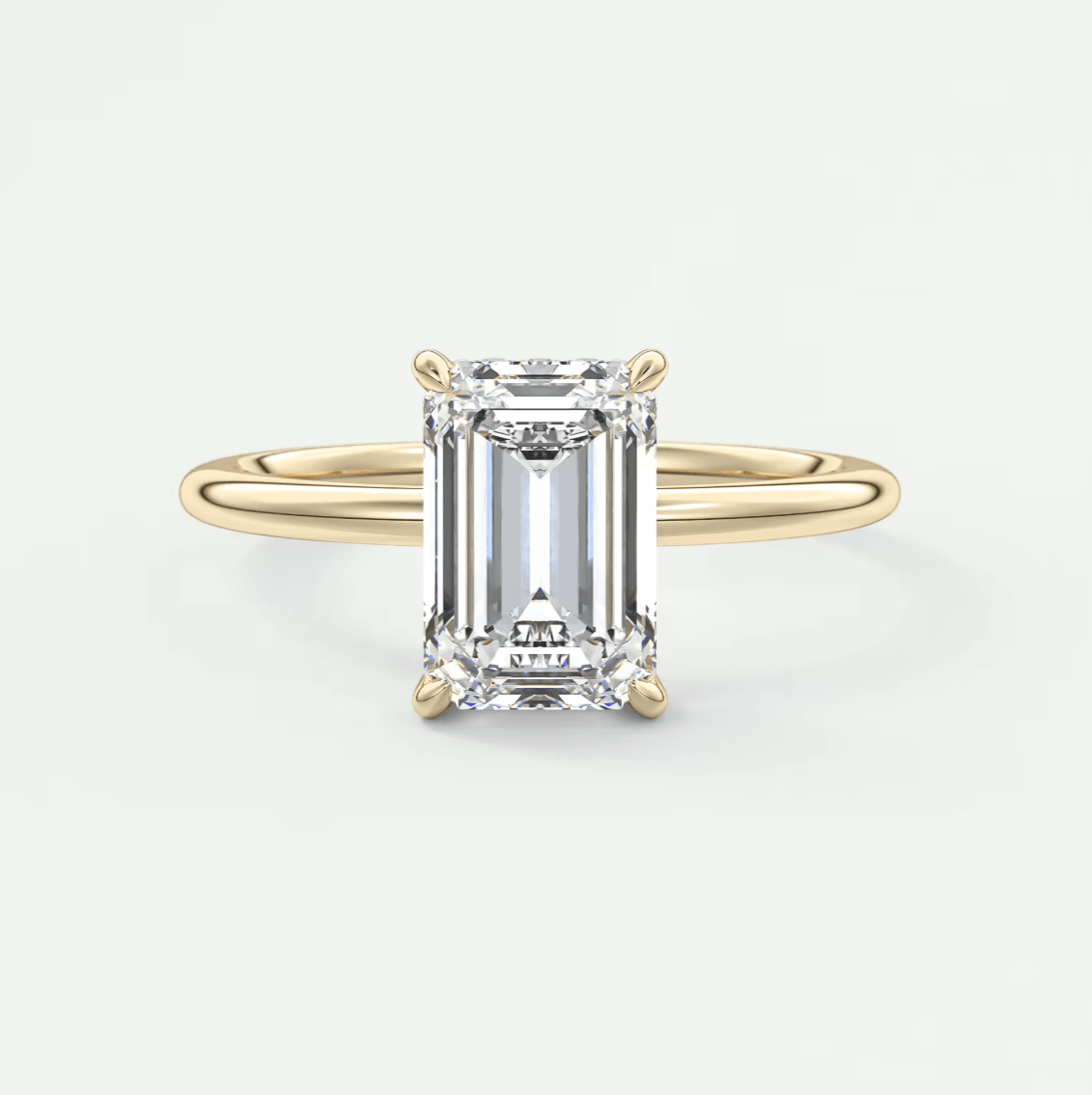 Celestia Emerald Hidden Halo Ring – Lab Diamond or Moissanite