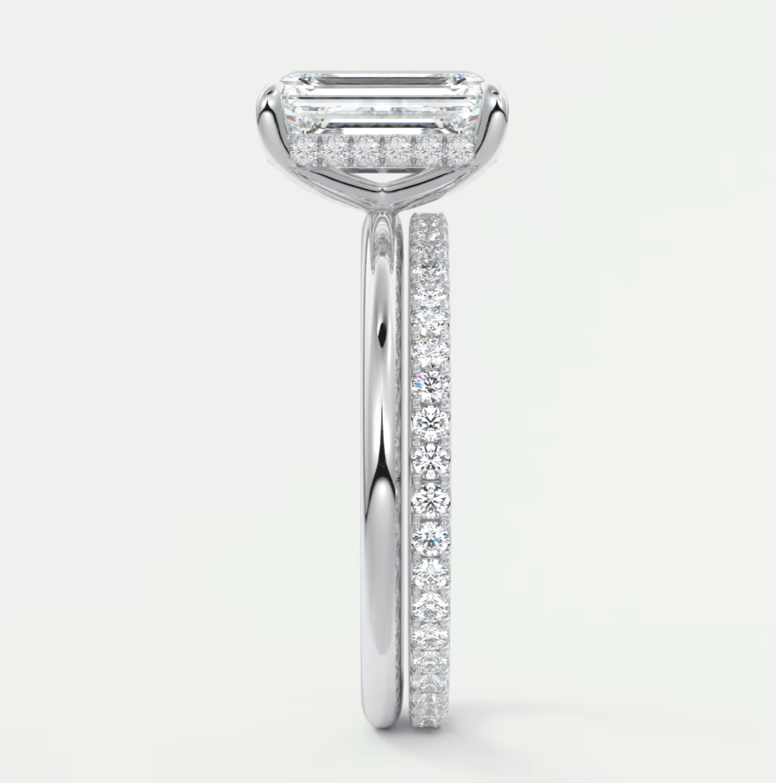 Celestia Emerald Hidden Halo Ring – Lab Diamond or Moissanite