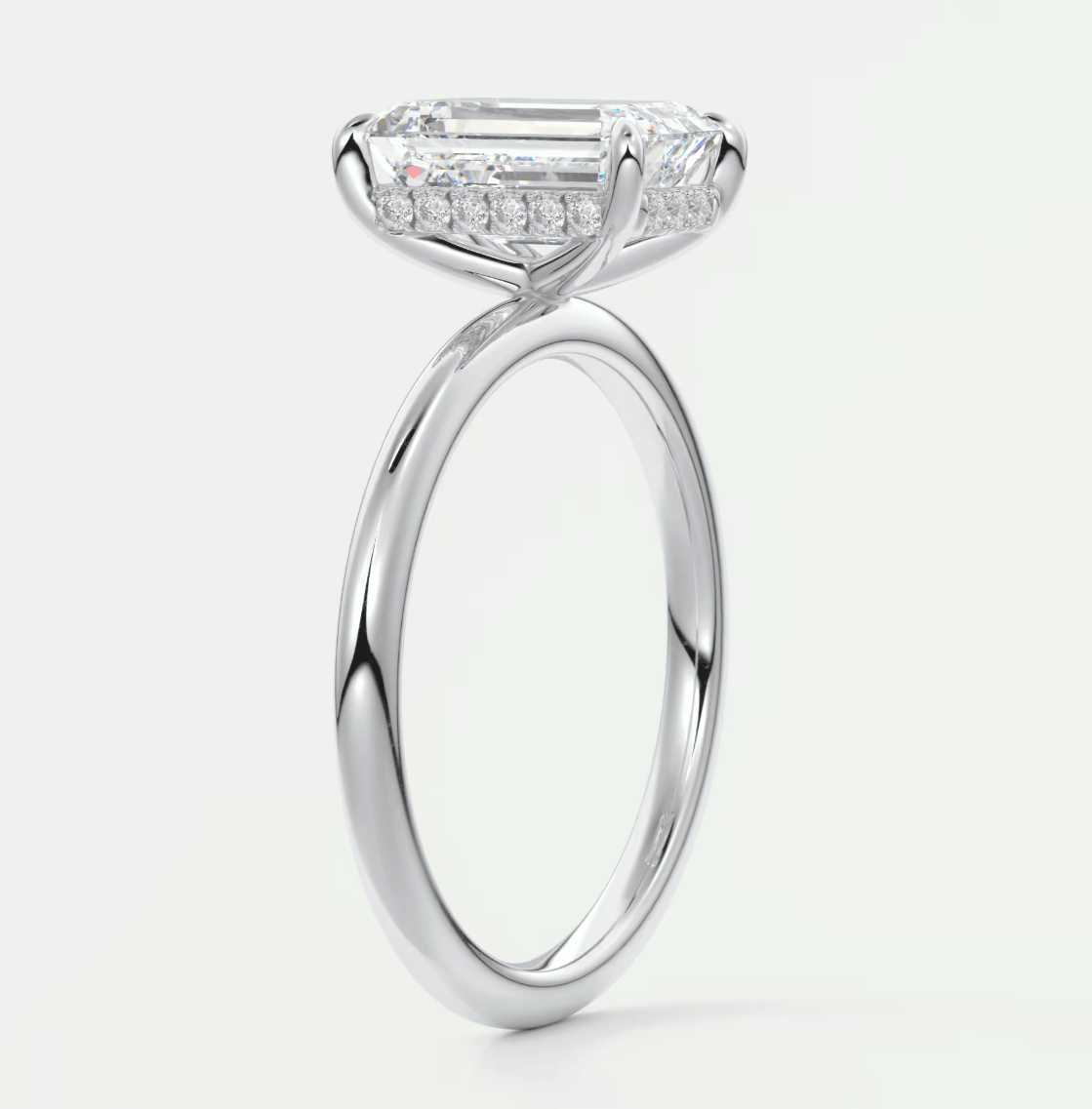 Celestia Emerald Hidden Halo Ring – Lab Diamond or Moissanite