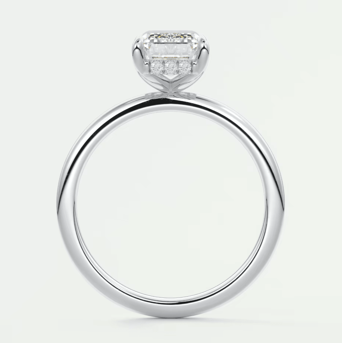 Celestia Emerald Hidden Halo Ring – Lab Diamond or Moissanite