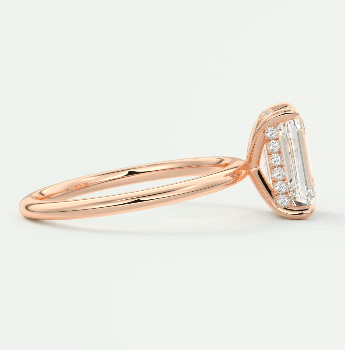 Celestia Emerald Hidden Halo Ring – Lab Diamond or Moissanite