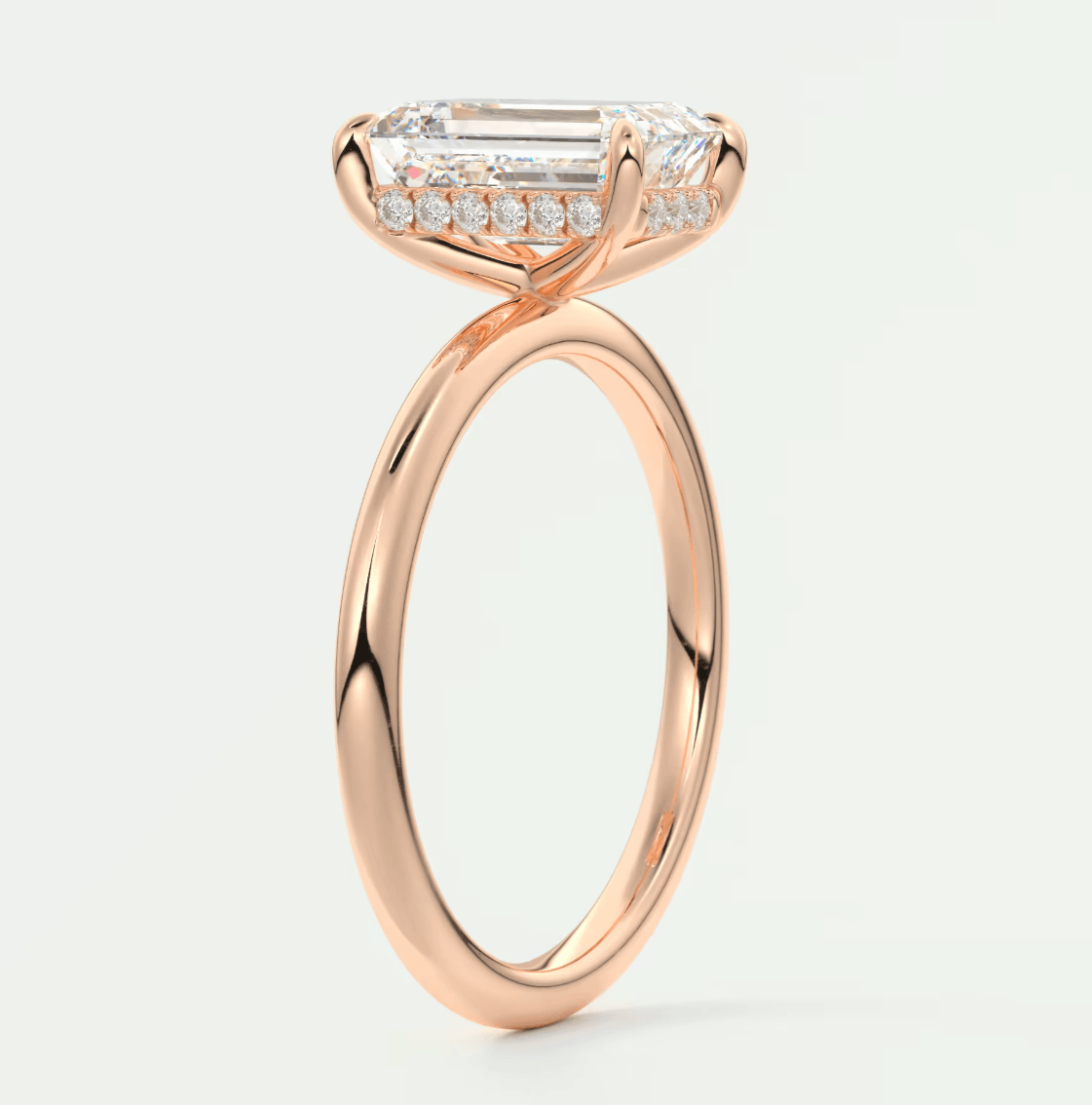 Celestia Emerald Hidden Halo Ring – Lab Diamond or Moissanite