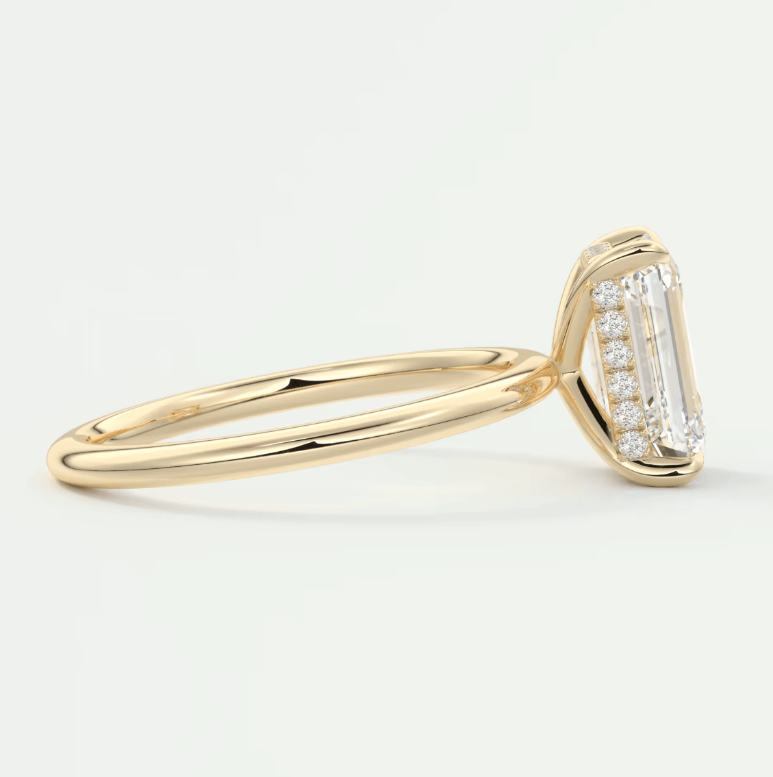 Celestia Emerald Hidden Halo Ring – Lab Diamond or Moissanite