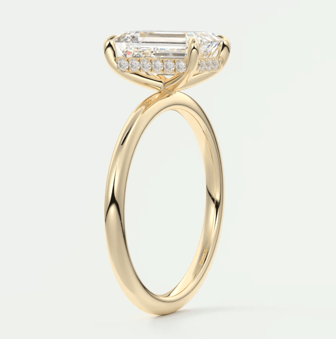 Celestia Emerald Hidden Halo Ring – Lab Diamond or Moissanite