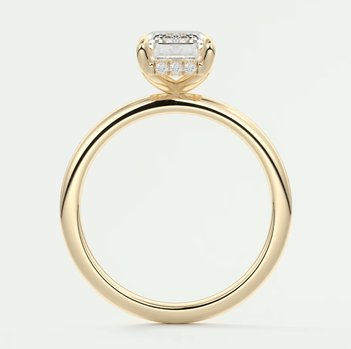 Celestia Emerald Hidden Halo Ring – Lab Diamond or Moissanite