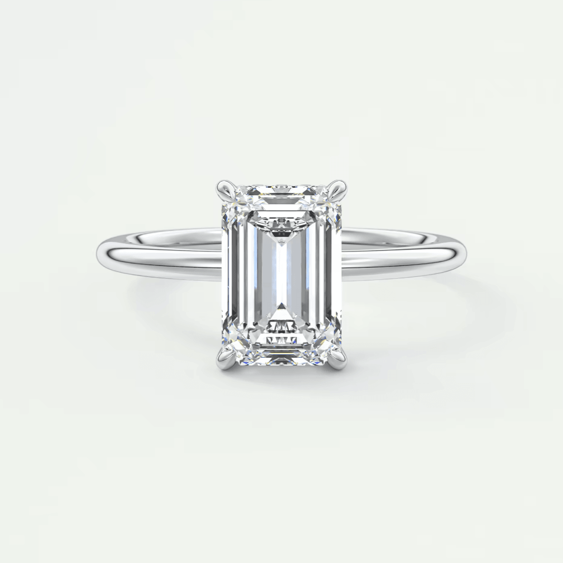 Celestia Emerald Hidden Halo Ring – Lab Diamond or Moissanite