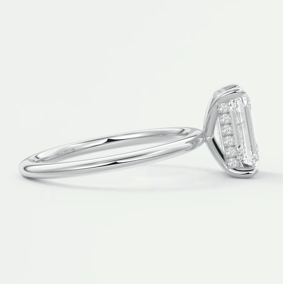 Celestia Emerald Hidden Halo Ring – Lab Diamond or Moissanite