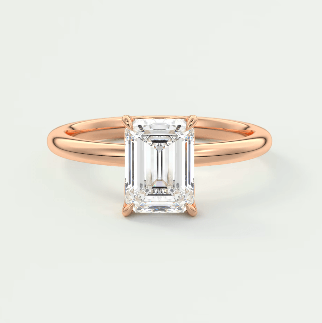 Celestia Emerald Solitaire Ring – Lab Diamond or Moissanite