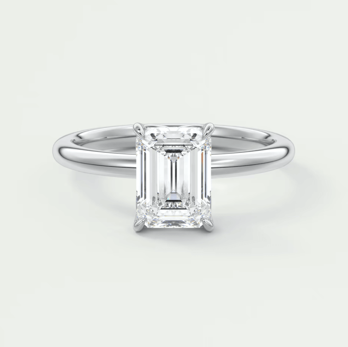 Celestia Emerald Solitaire Ring – Lab Diamond or Moissanite