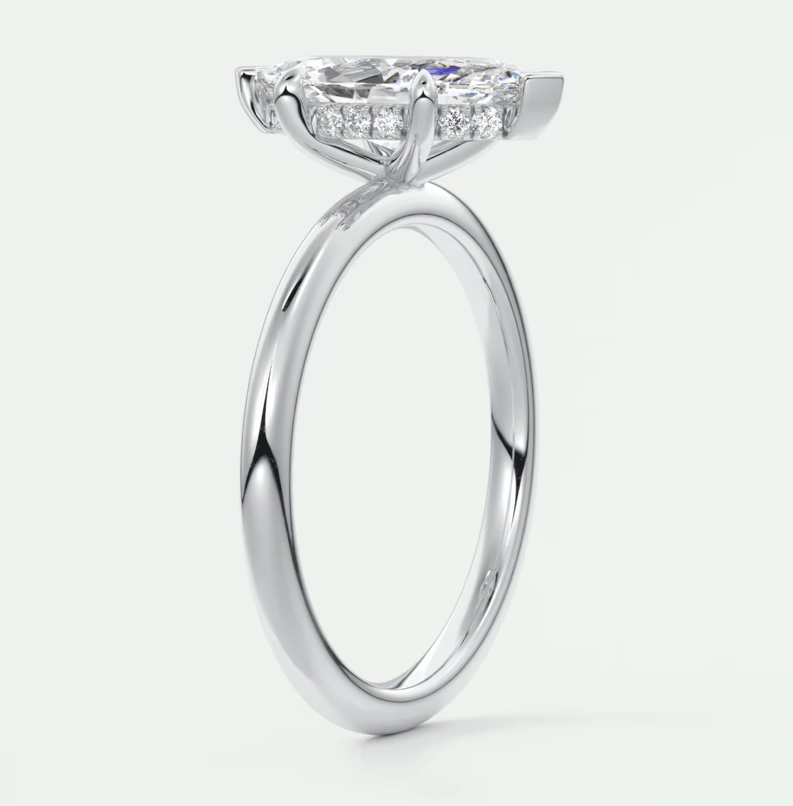 Celestia Marquise Hidden Halo Ring – Lab Diamond or Moissanite