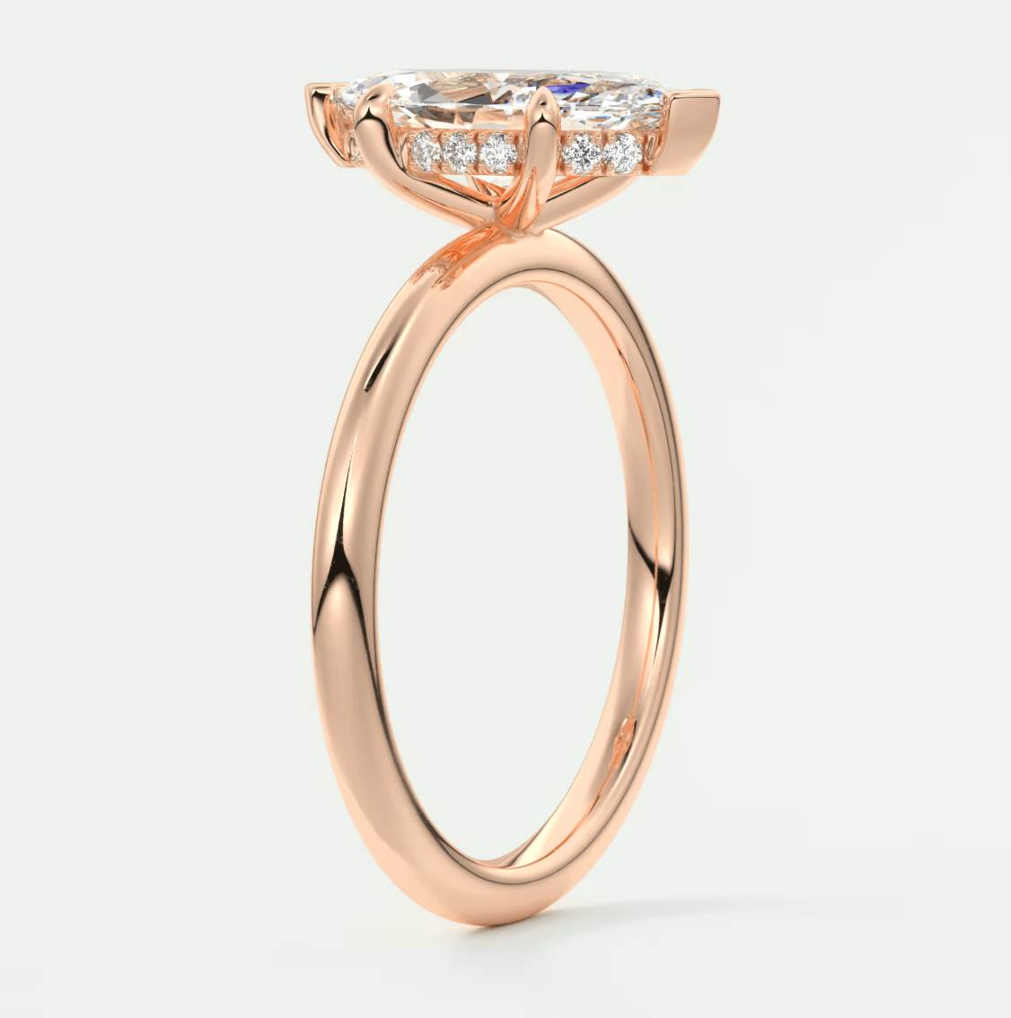 Celestia Marquise Hidden Halo Ring – Lab Diamond or Moissanite