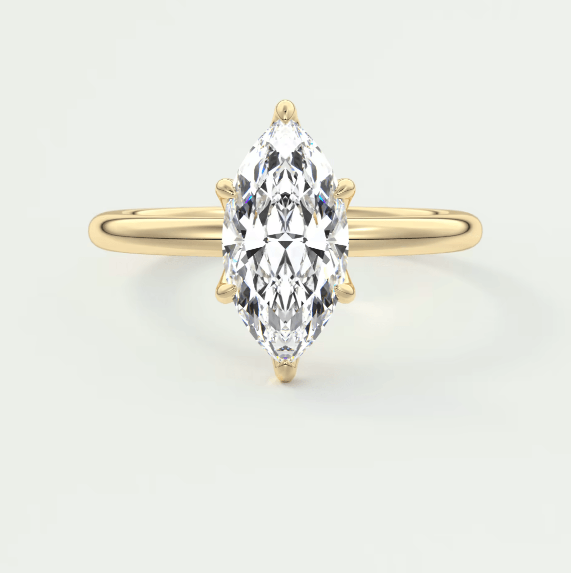 Celestia Marquise Solitaire Ring – Lab Diamond or Moissanite (6 Prongs)