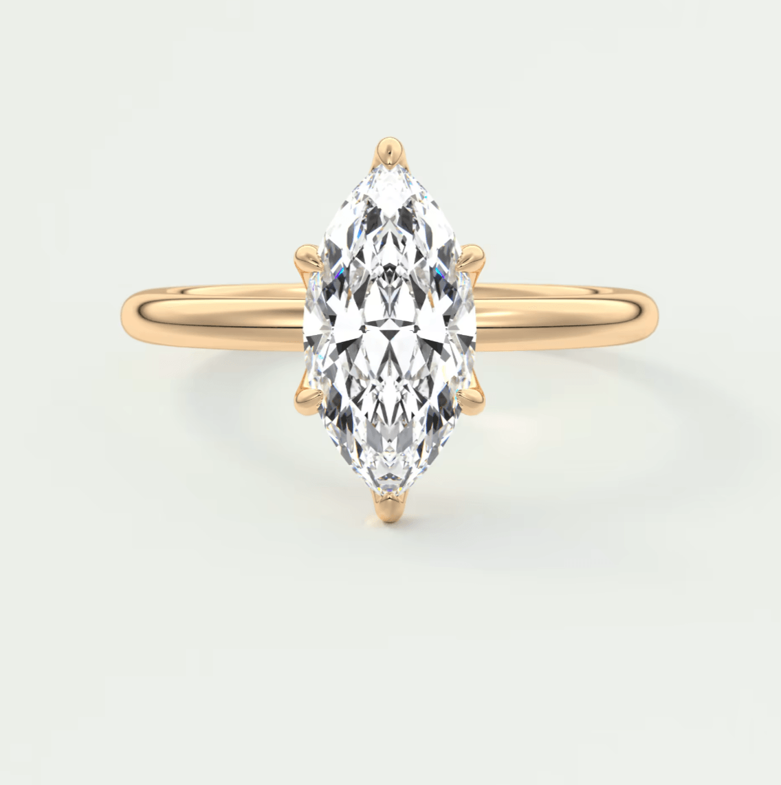 Celestia Marquise Solitaire Ring – Lab Diamond or Moissanite (6 Prongs)