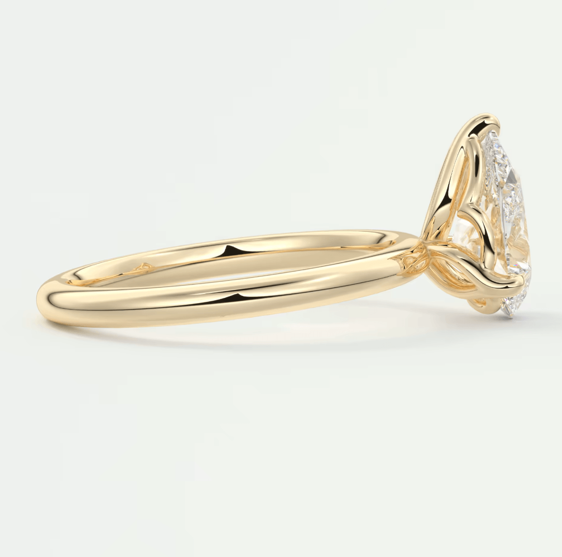 Celestia Pear Solitaire Ring – Lab Diamond or Moissanite