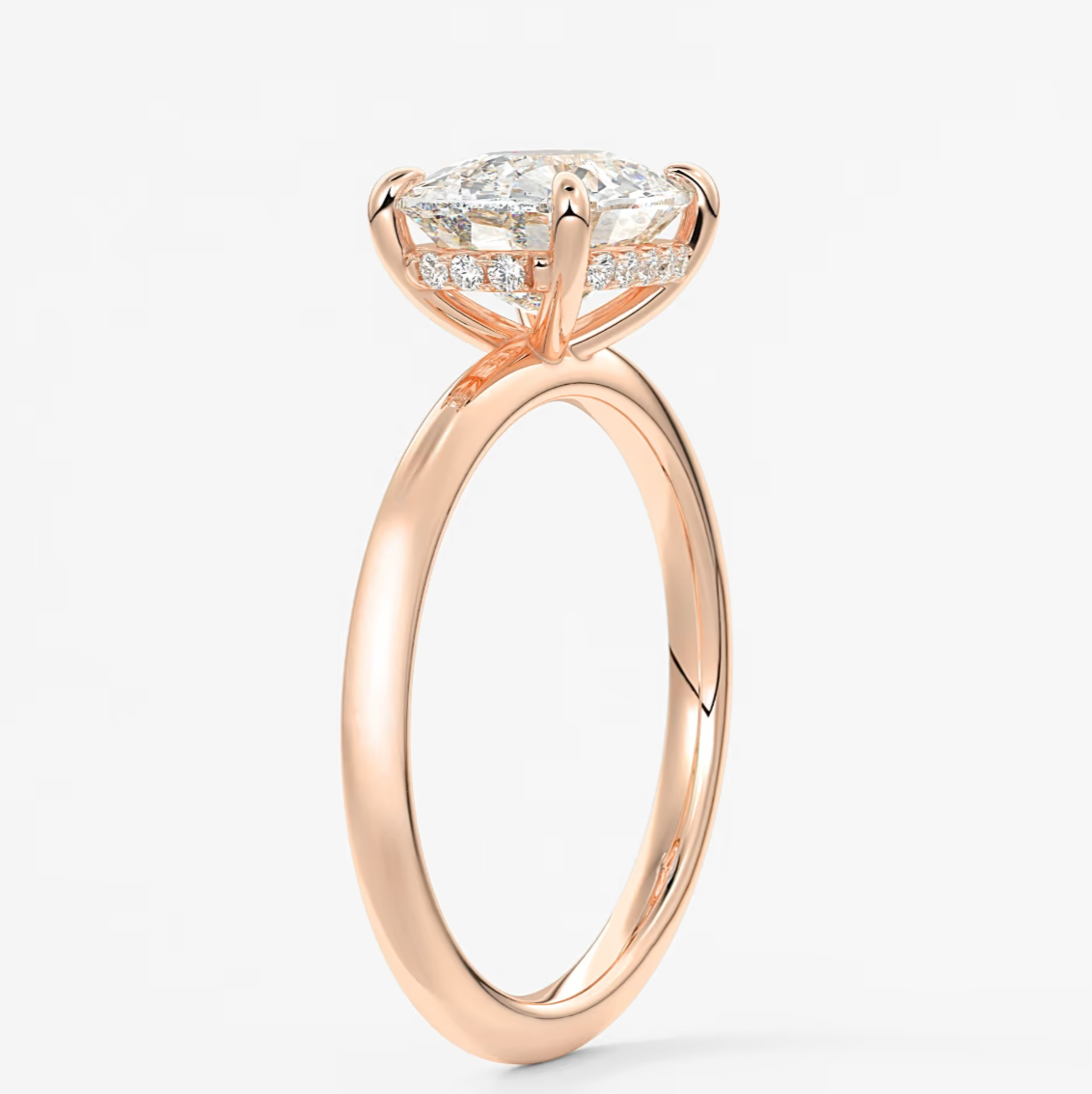 Celestia East-West Elongated Cushion Hidden Halo Ring – Lab Diamond or Moissanite