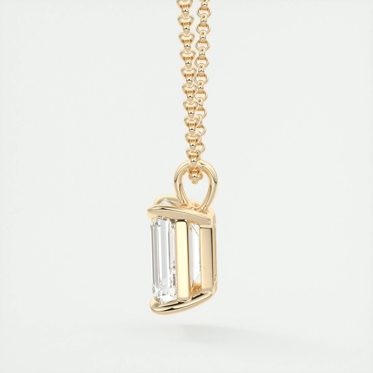 Celestine Emerald Prong Set Pendant Necklace – Lab-Grown Diamond or Moissanite