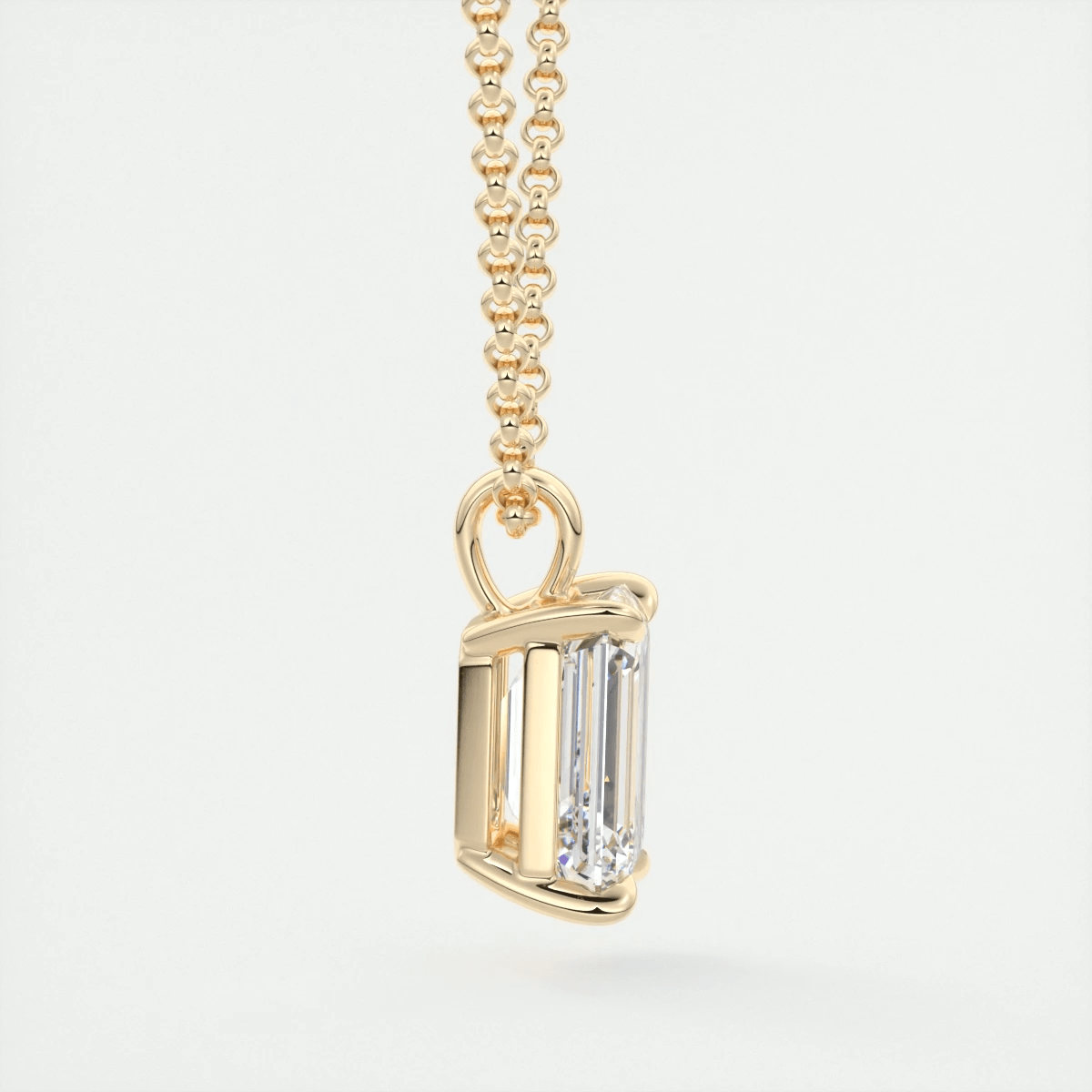 Celestine Emerald Prong Set Pendant Necklace – Lab-Grown Diamond or Moissanite