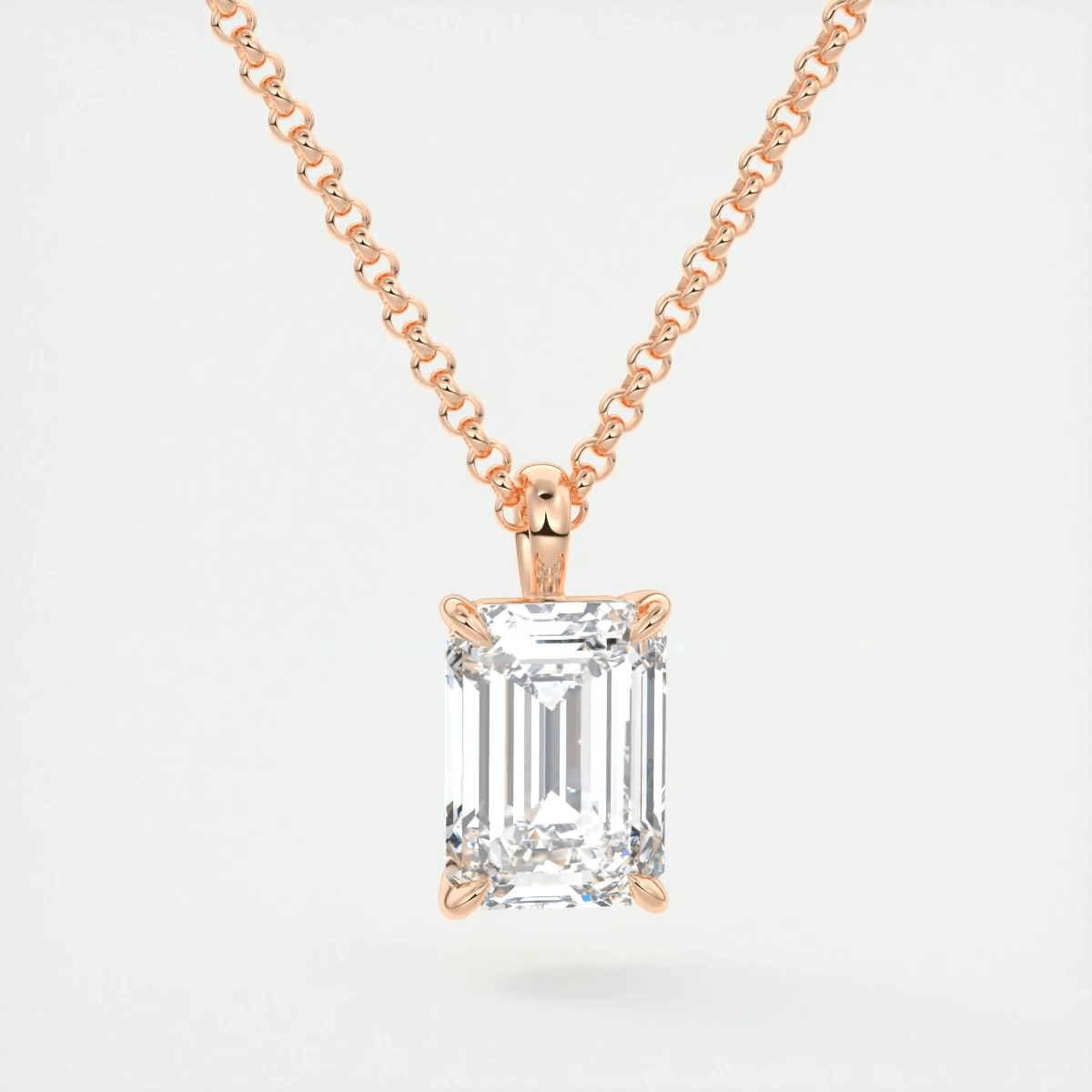 Celestine Emerald Prong Set Pendant Necklace – Lab-Grown Diamond or Moissanite