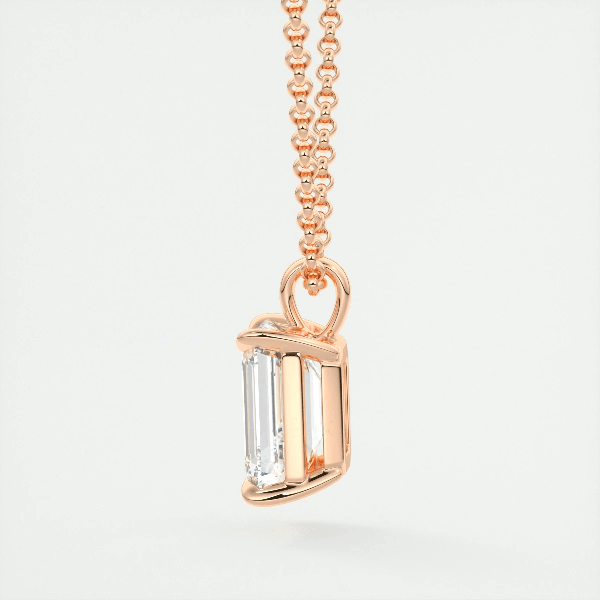 Celestine Emerald Prong Set Pendant Necklace – Lab-Grown Diamond or Moissanite