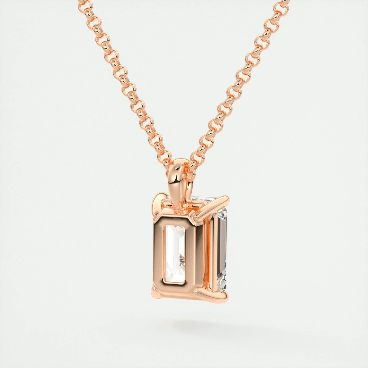 Celestine Emerald Prong Set Pendant Necklace – Lab-Grown Diamond or Moissanite