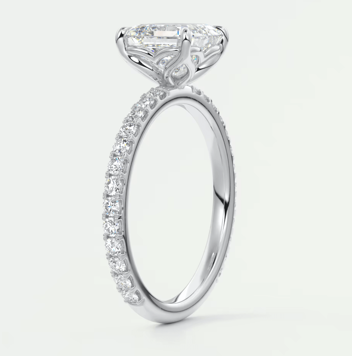 Elara Asscher Pavé Engagement Ring – Lab Diamond or Moissanite