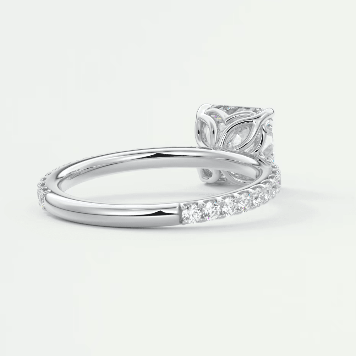 White gold diamond engagement ring with leaf design