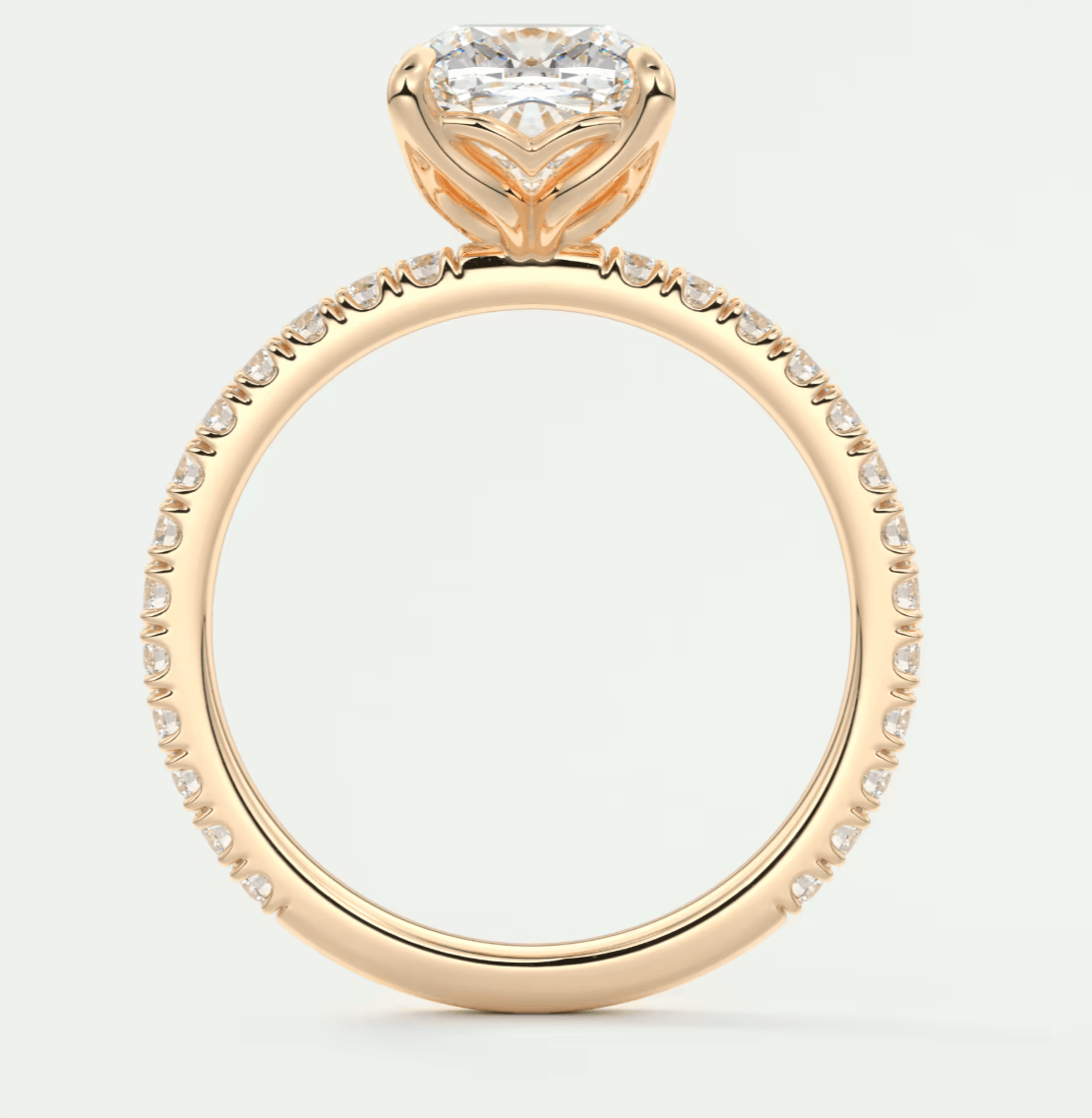 Elara Cushion Pavé Engagement Ring – Lab Diamond or Moissanite