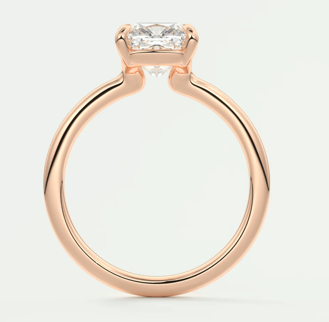 Elysian Cushion Solitaire Ring – Timeless Elegance with Lab Diamond or Moissanite