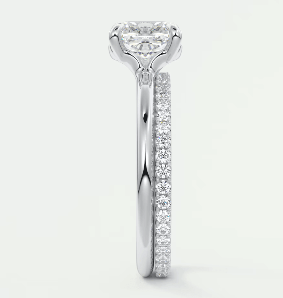 Elysian Cushion Solitaire Ring – Timeless Elegance with Lab Diamond or Moissanite