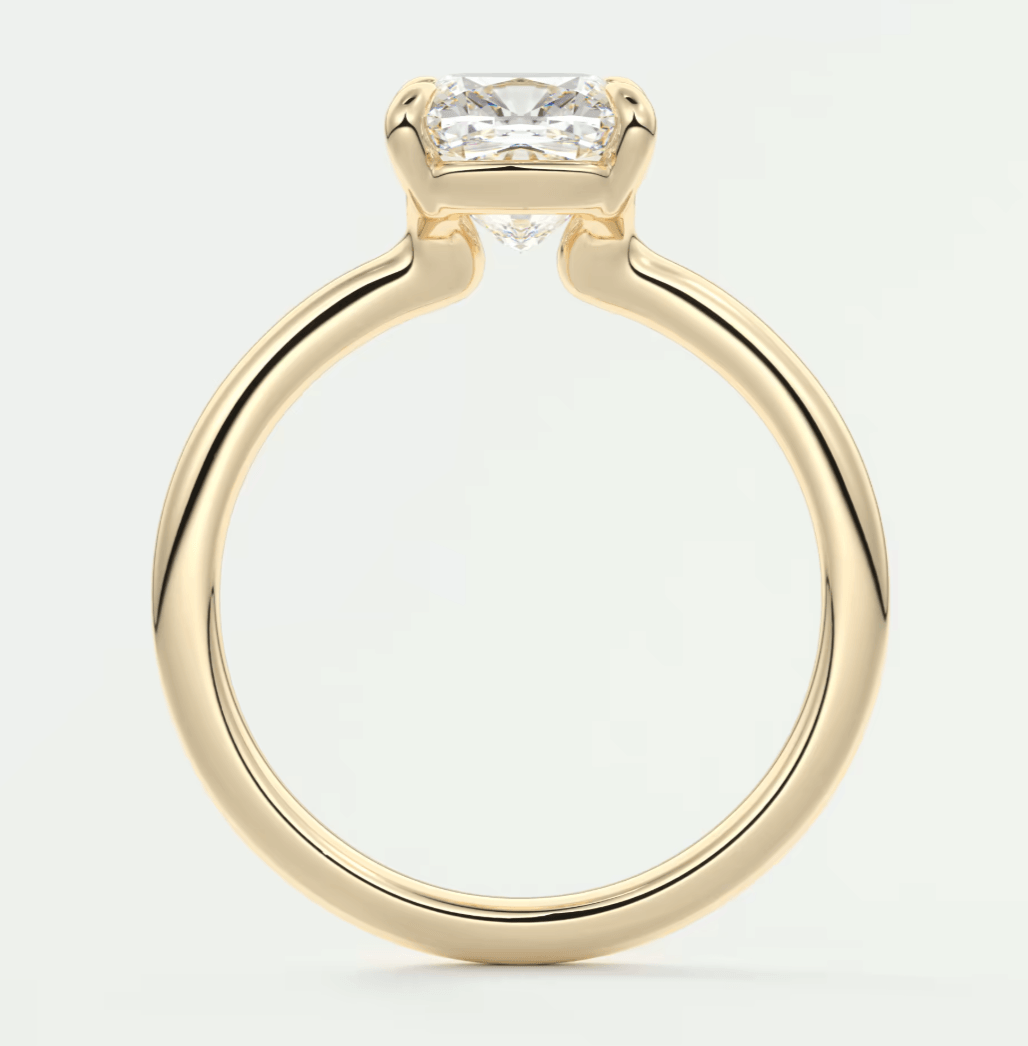 Elysian Cushion Solitaire Ring – Timeless Elegance with Lab Diamond or Moissanite