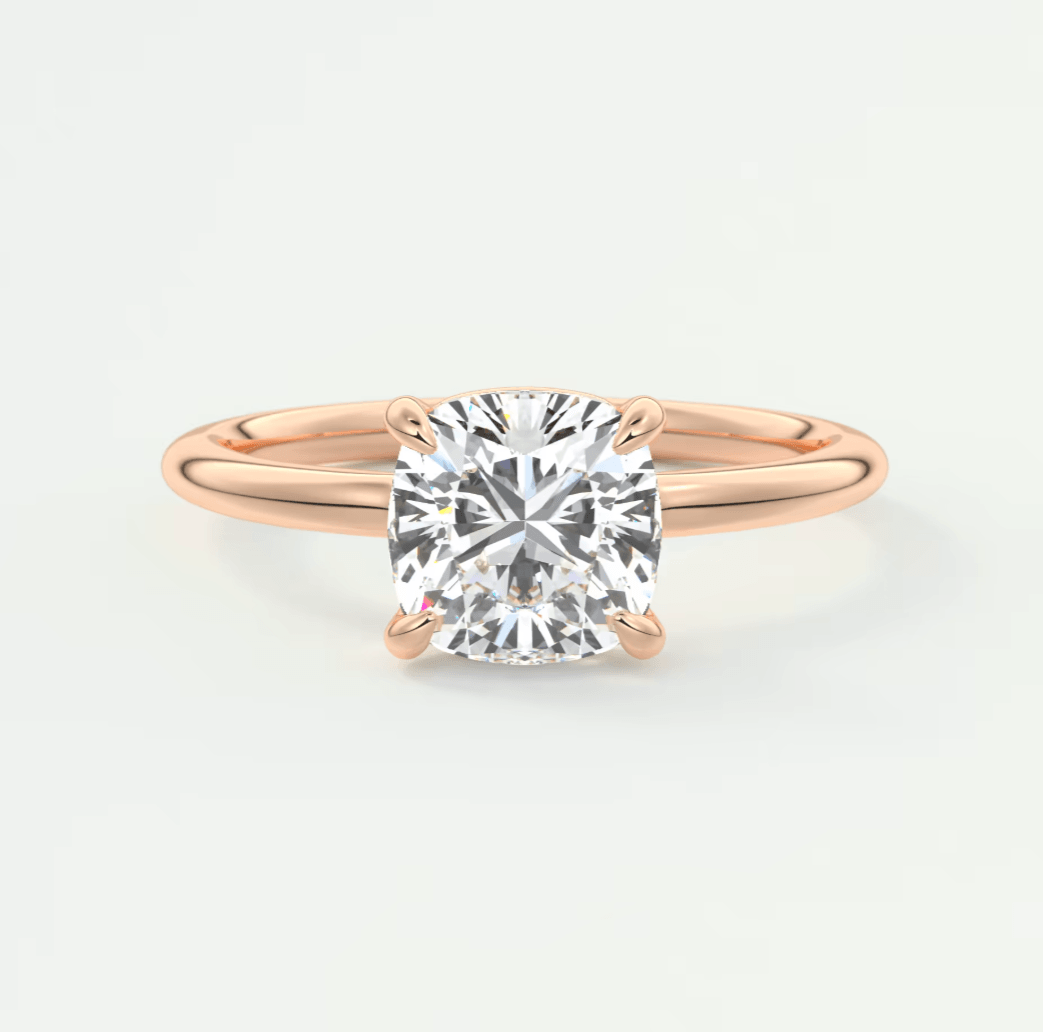 Elysian Cushion Solitaire Ring – Timeless Elegance with Lab Diamond or Moissanite