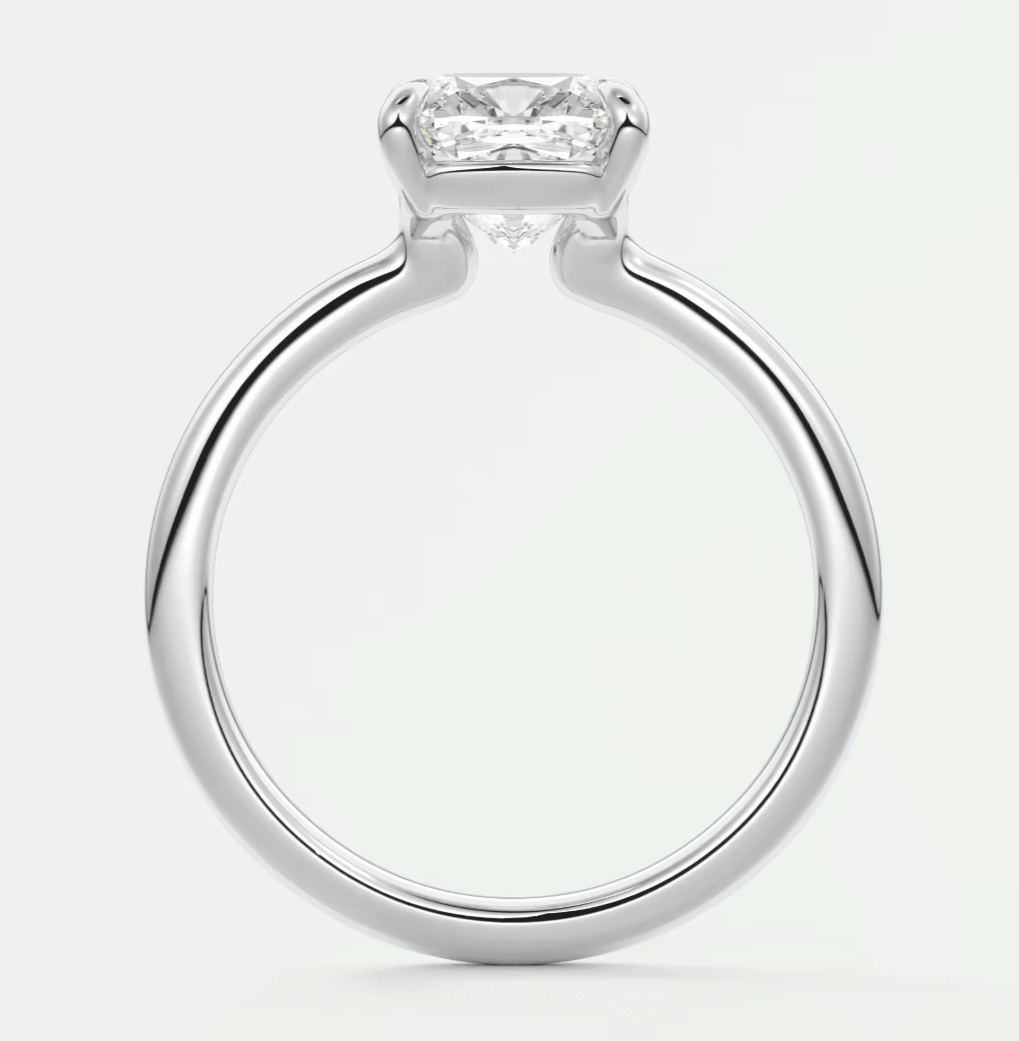 Elysian Cushion Solitaire Ring – Timeless Elegance with Lab Diamond or Moissanite
