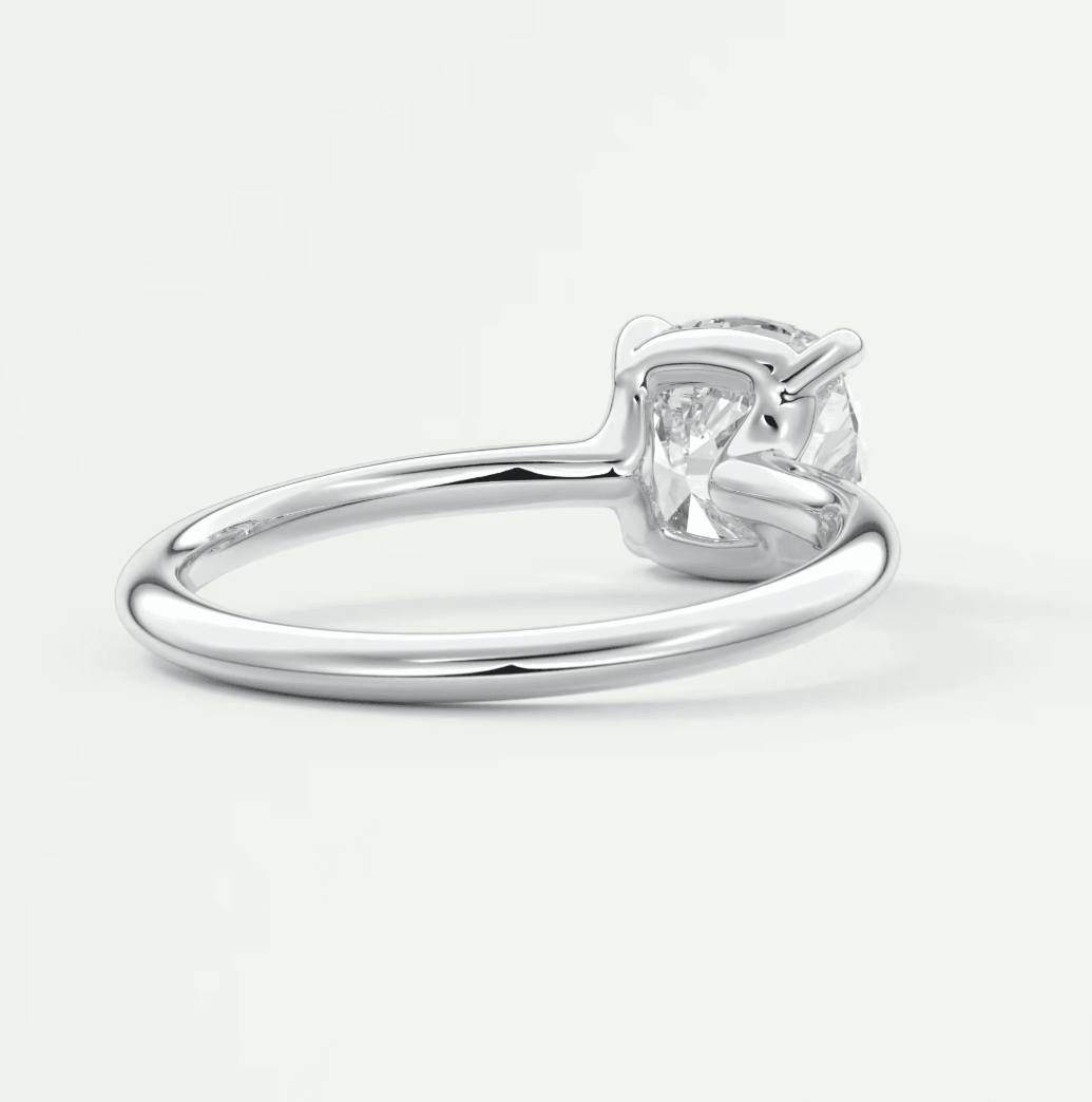 Elysian Cushion Solitaire Ring – Timeless Elegance with Lab Diamond or Moissanite