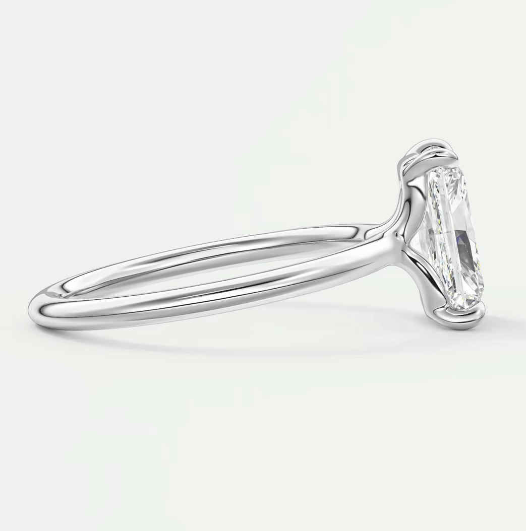Elysian Radiant Solitaire Ring – Timeless Elegance with Lab Diamond or Moissanite