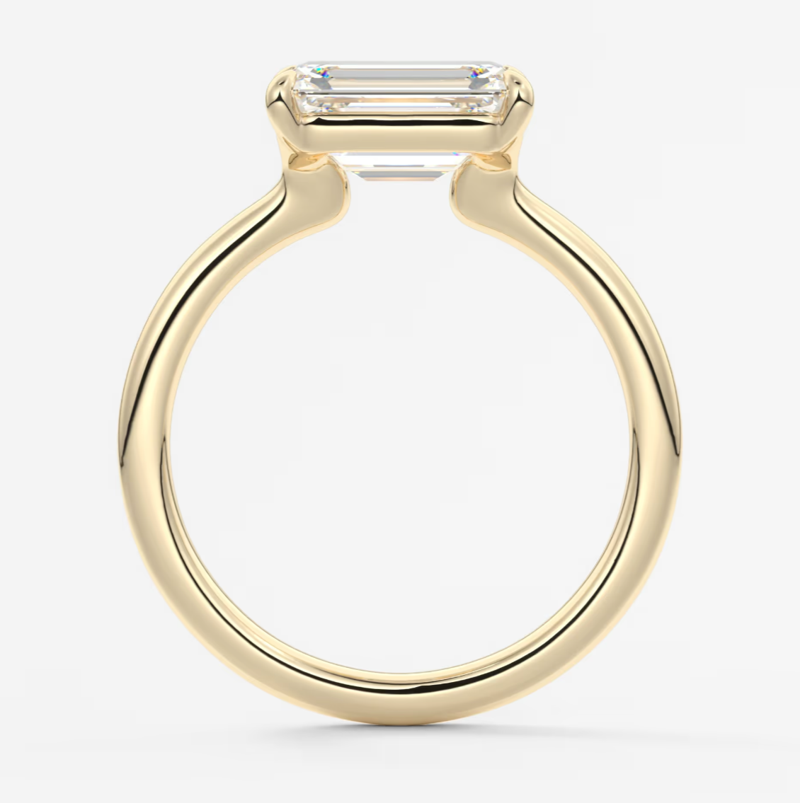 Elysian East-West Emerald Solitaire Engagement Ring – Lab Diamond or Moissanite