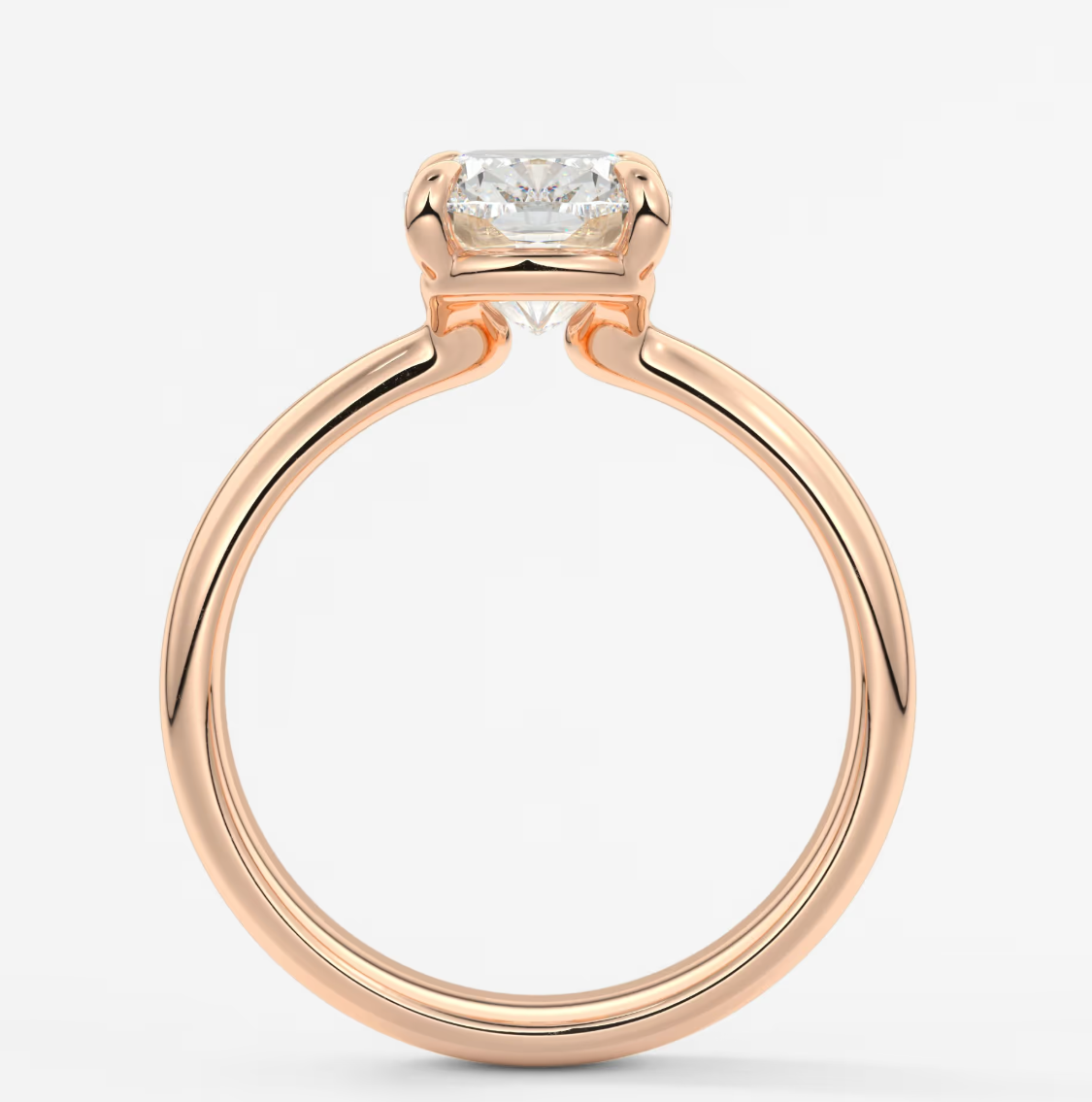 Elysian Tapered Elongated Cushion Solitaire Ring – Lab Diamond or Moissanite