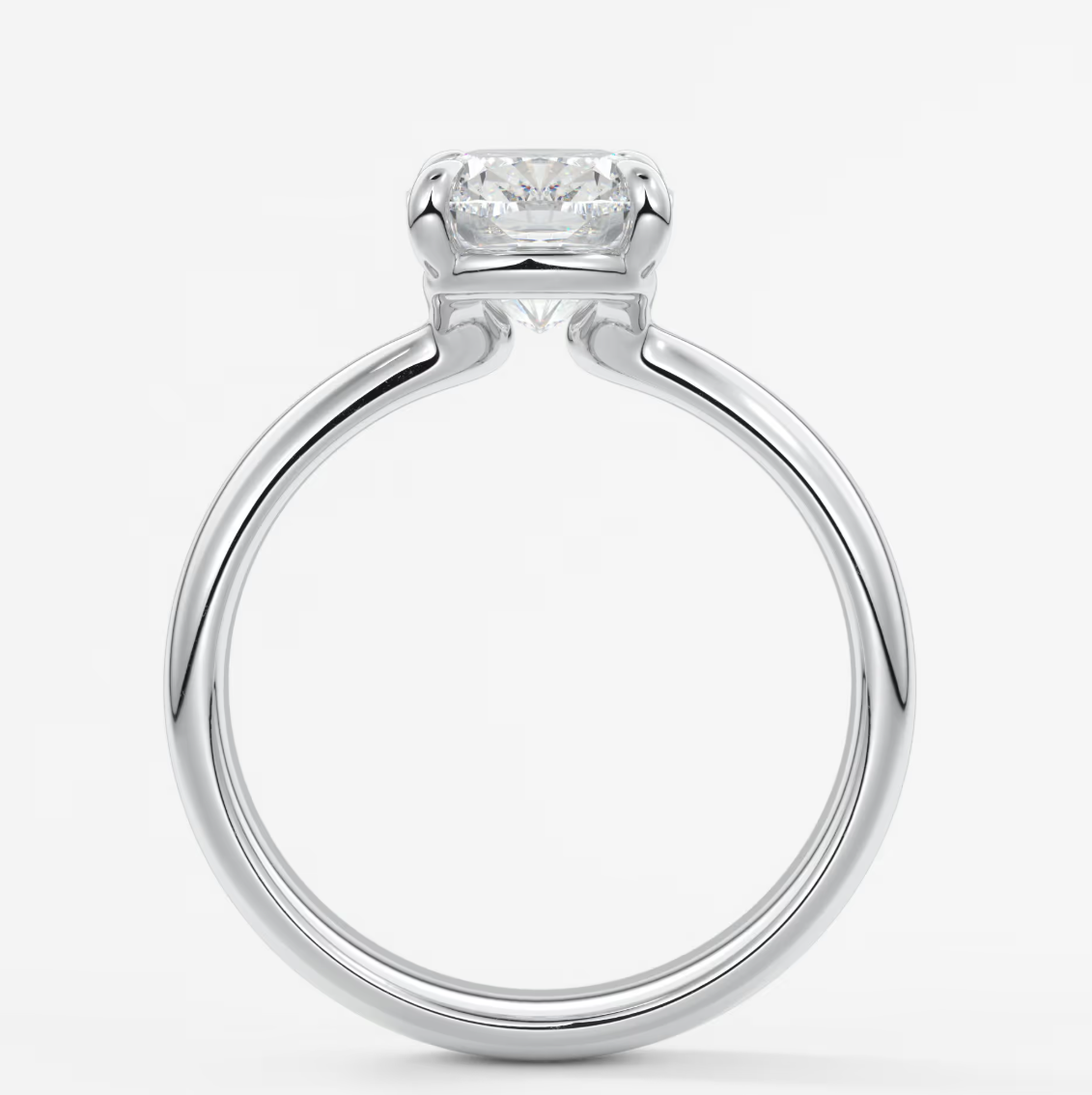 Elysian Tapered Elongated Cushion Solitaire Ring – Lab Diamond or Moissanite