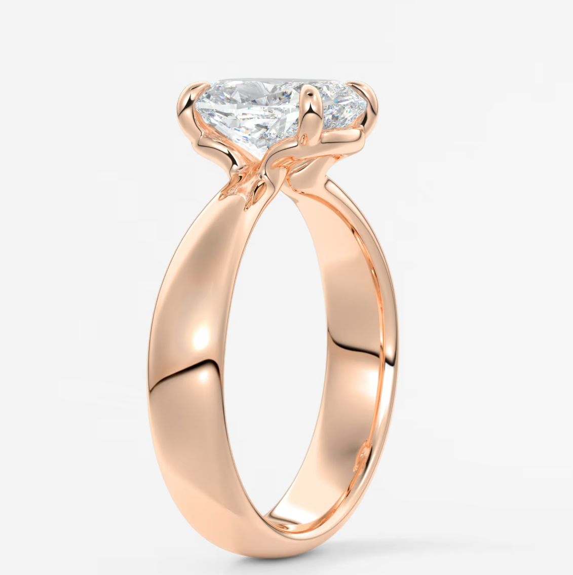 Elysian Tapered Elongated Cushion Solitaire Ring – Lab Diamond or Moissanite